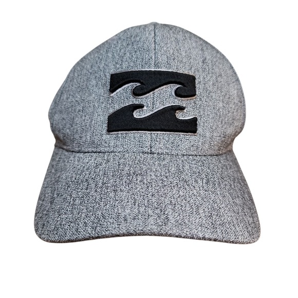 Billabong Men's Fitted Logo Hat Gray Black  Waves Beach Ocean Boardwalk Cap - Picture 1 of 8